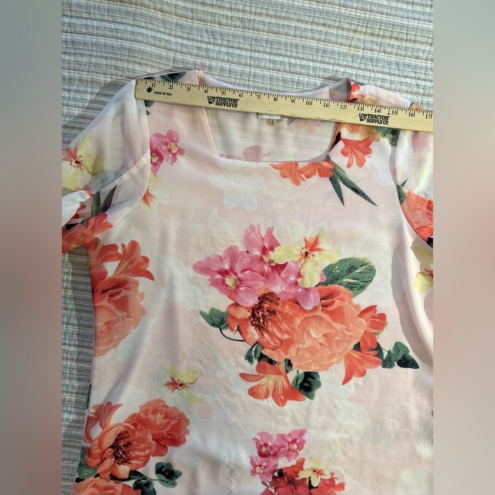 Calvin Klein Pink And Floral Flowy Top, Size L - Picture 3 of 12